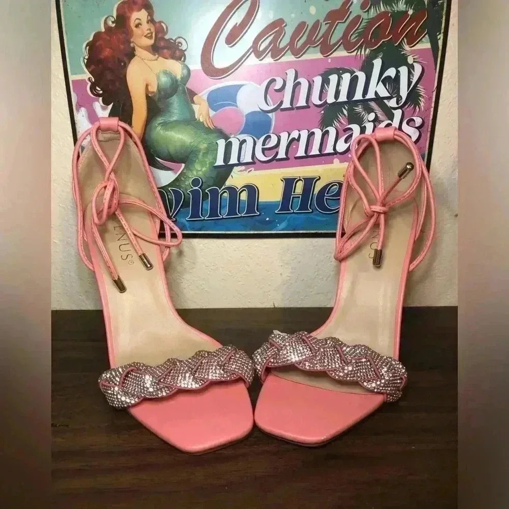 VENUS Pretty in Pink Open Toe Heels